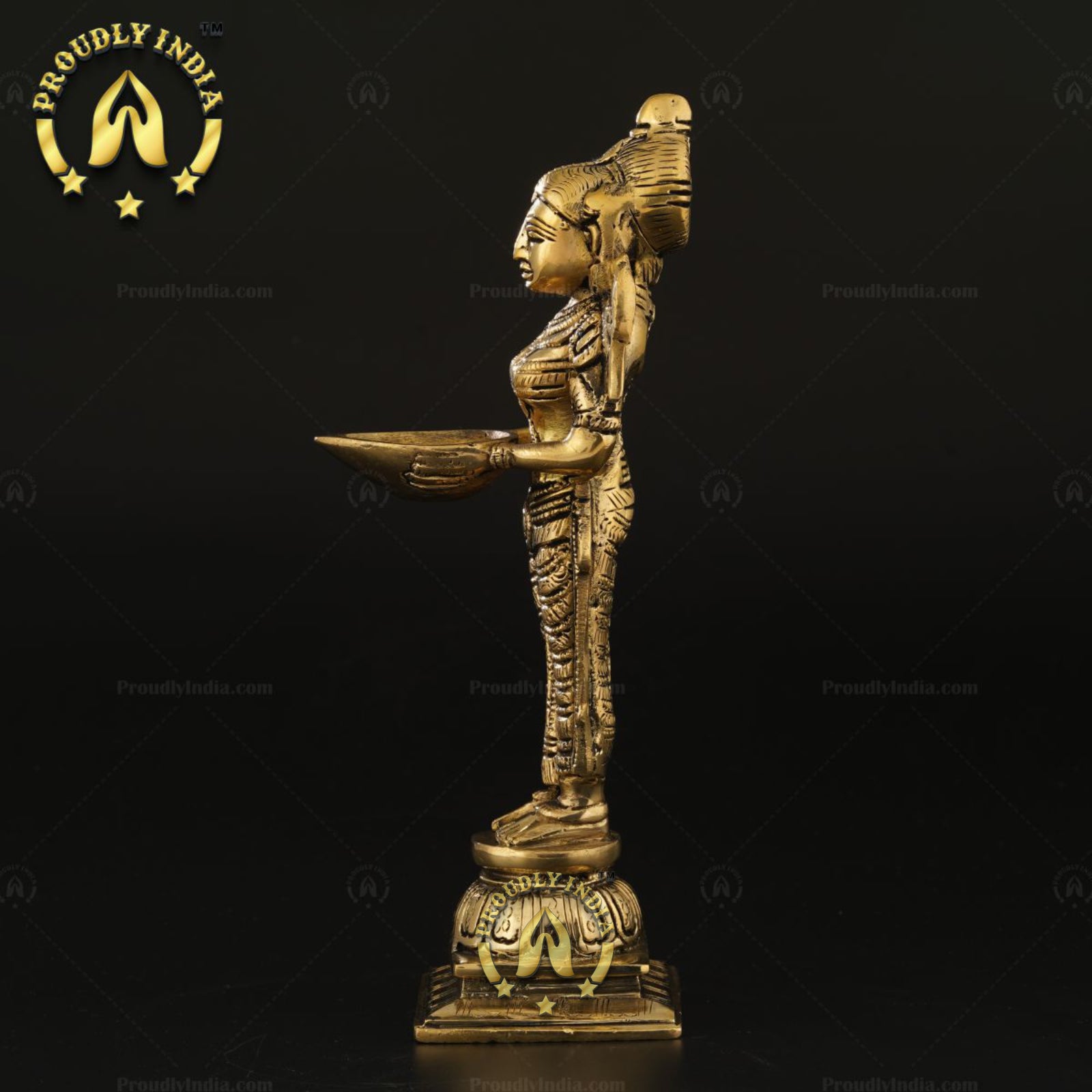 Laxmi Diya Lamp Indian Pure Brass Lady Wealth Statue