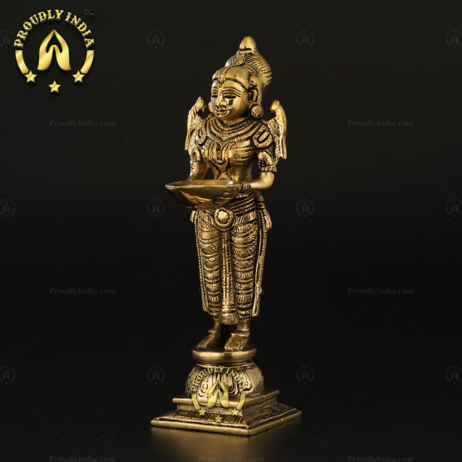 Laxmi Diya Lamp Indian Pure Brass Lady Wealth Statue
