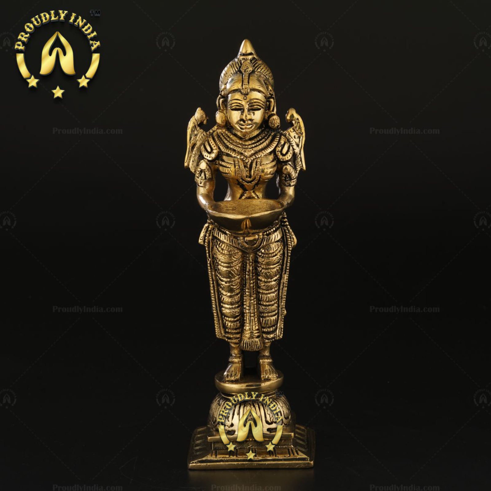 Laxmi Diya Lamp Indian Pure Brass Lady Wealth Statue