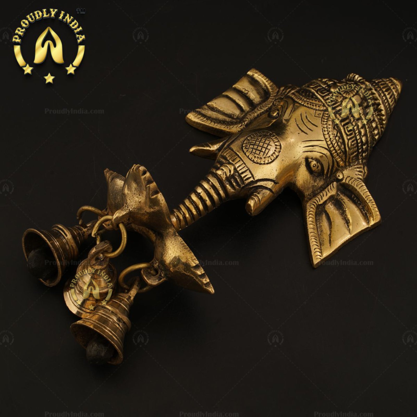 Brass Wall Hanging Ganesh Mask with Deepam