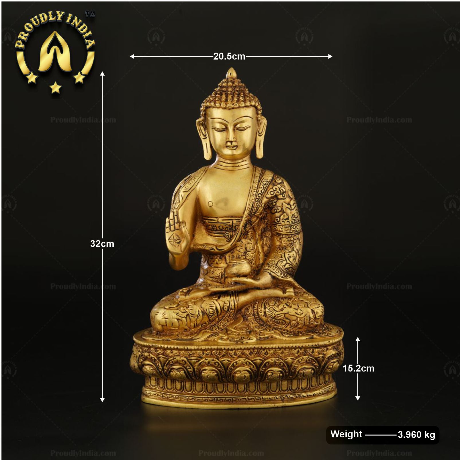 Traditional Indian Handcrafted Brass Buddha Statue