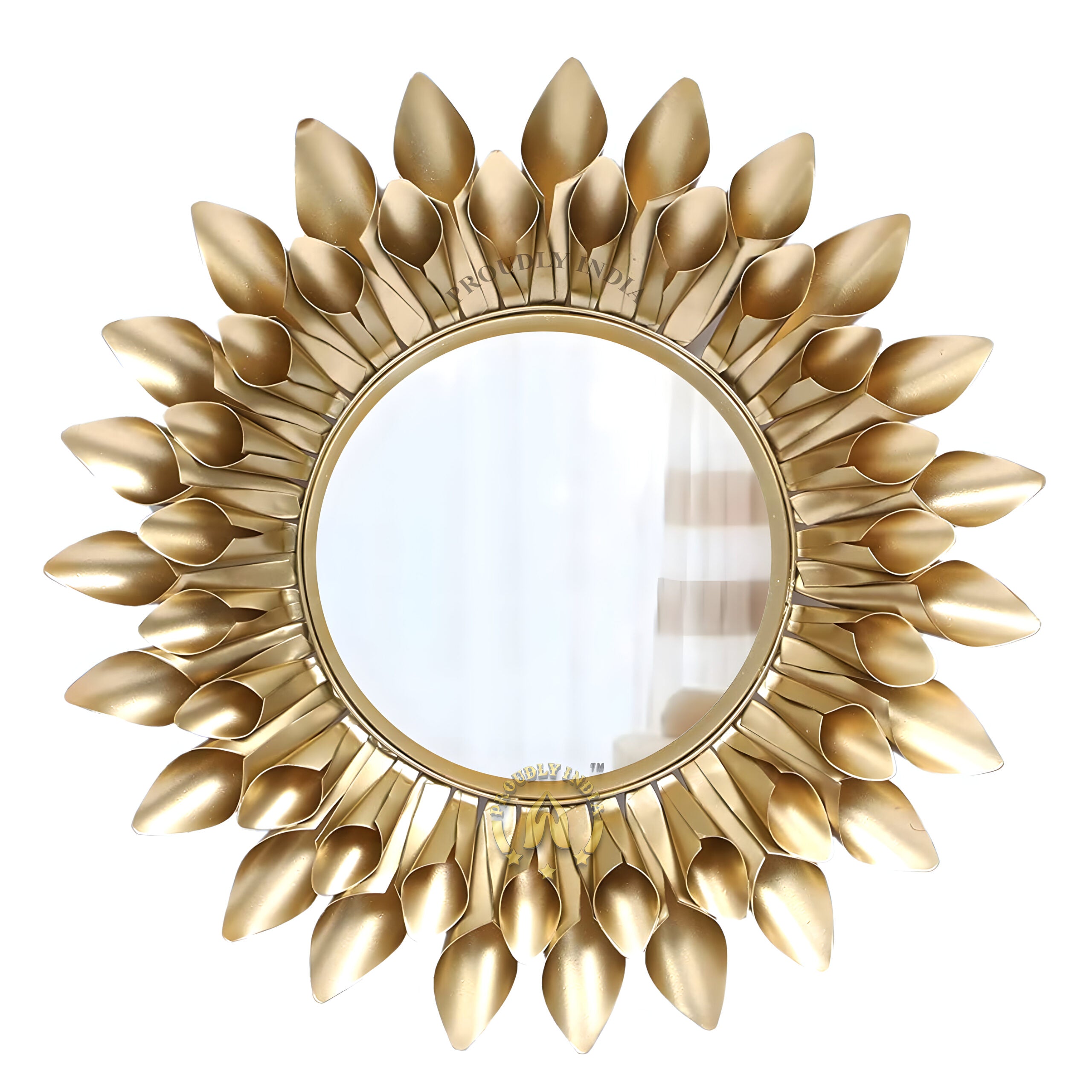 Golden Bloom Aura Metal Wall Mirror