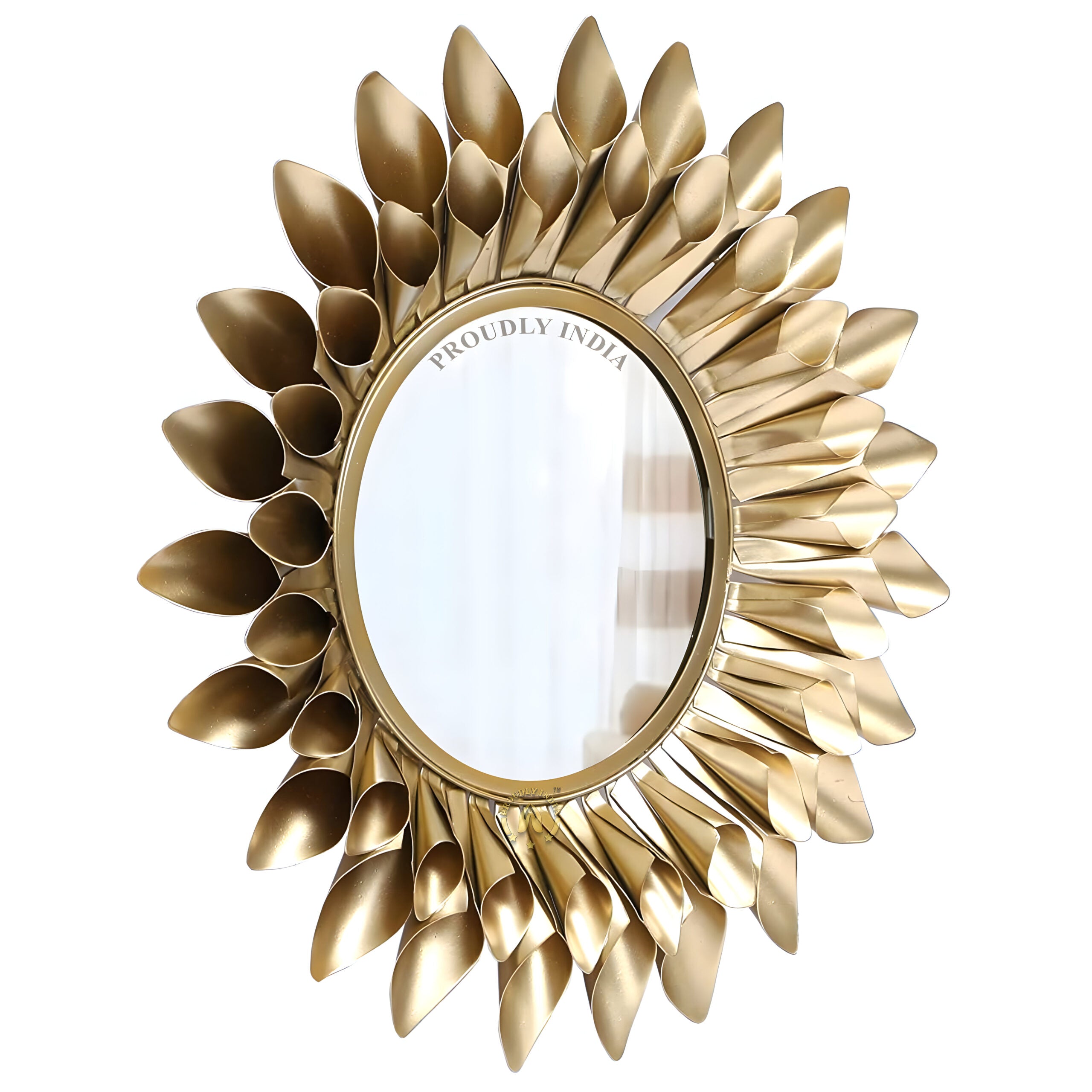 Golden Bloom Aura Metal Wall Mirror