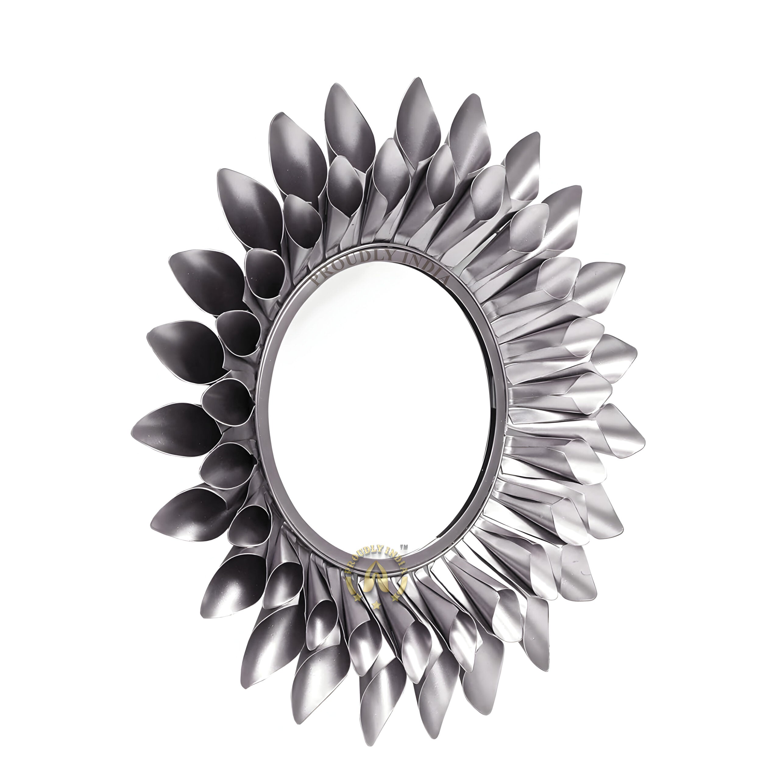 Golden Bloom Aura Metal Wall Mirror