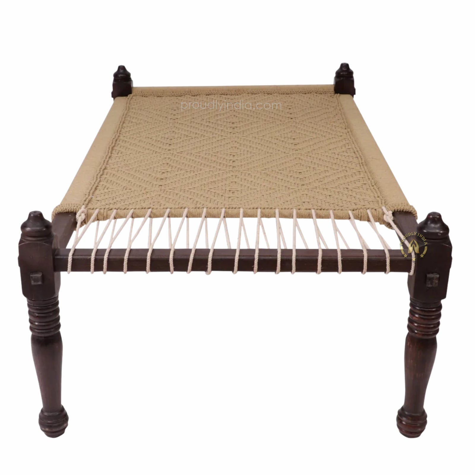 Wooden Beige Handwoven Charpai Daybed