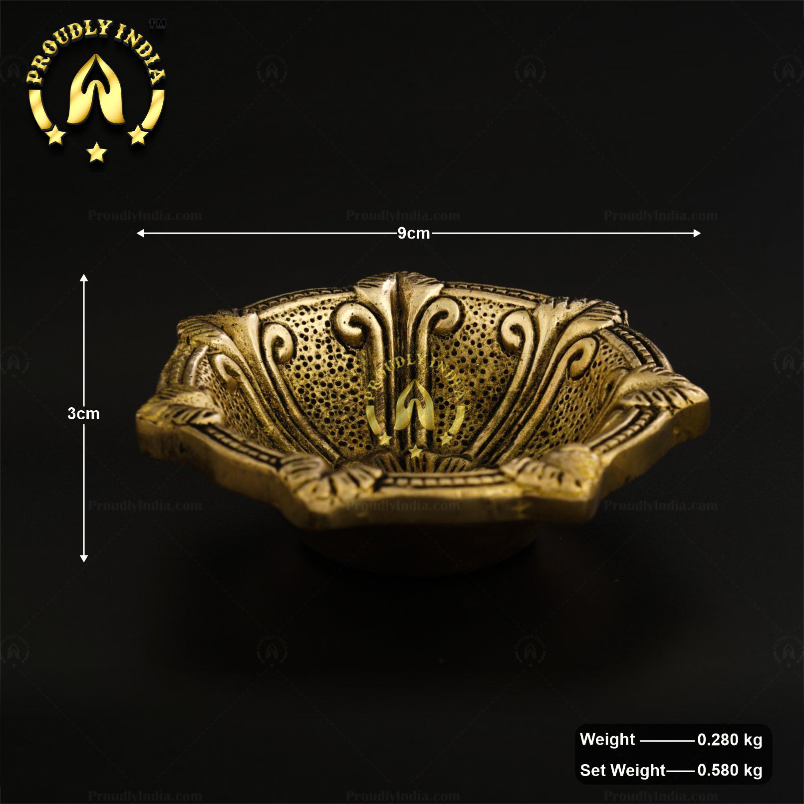 Brass 7 Face Decorative Agal Vilakku Set of 12