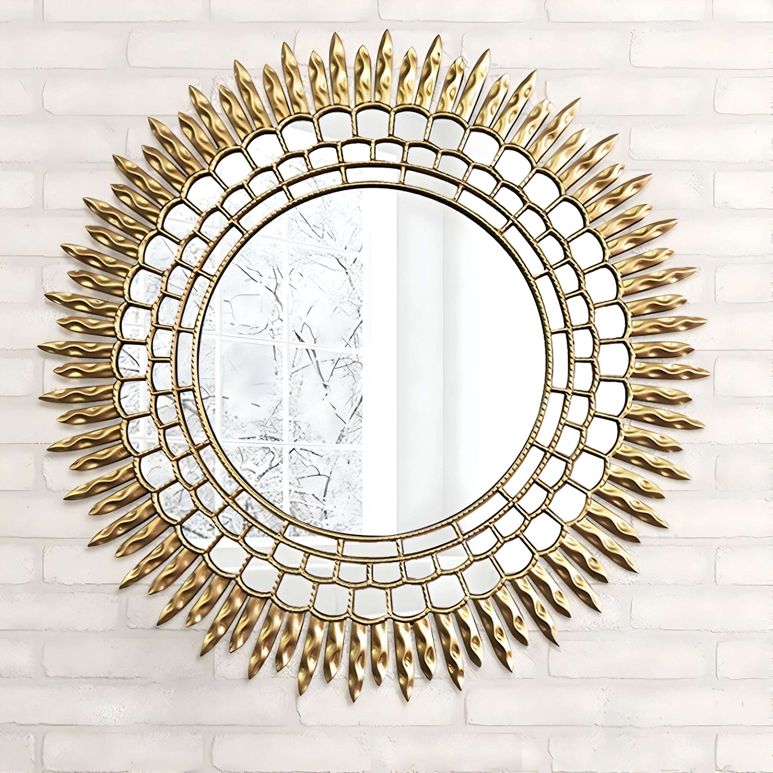 Golden Lotus Orbit Wall Mirror