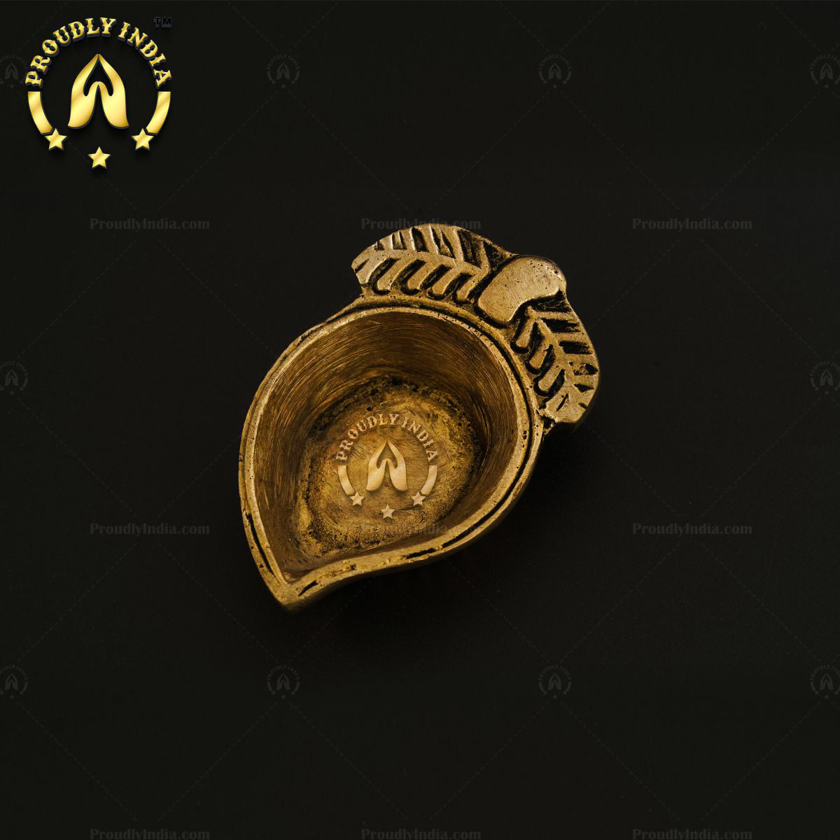 Set of 2 Brass Mango Shape Diya in Antique Finish.