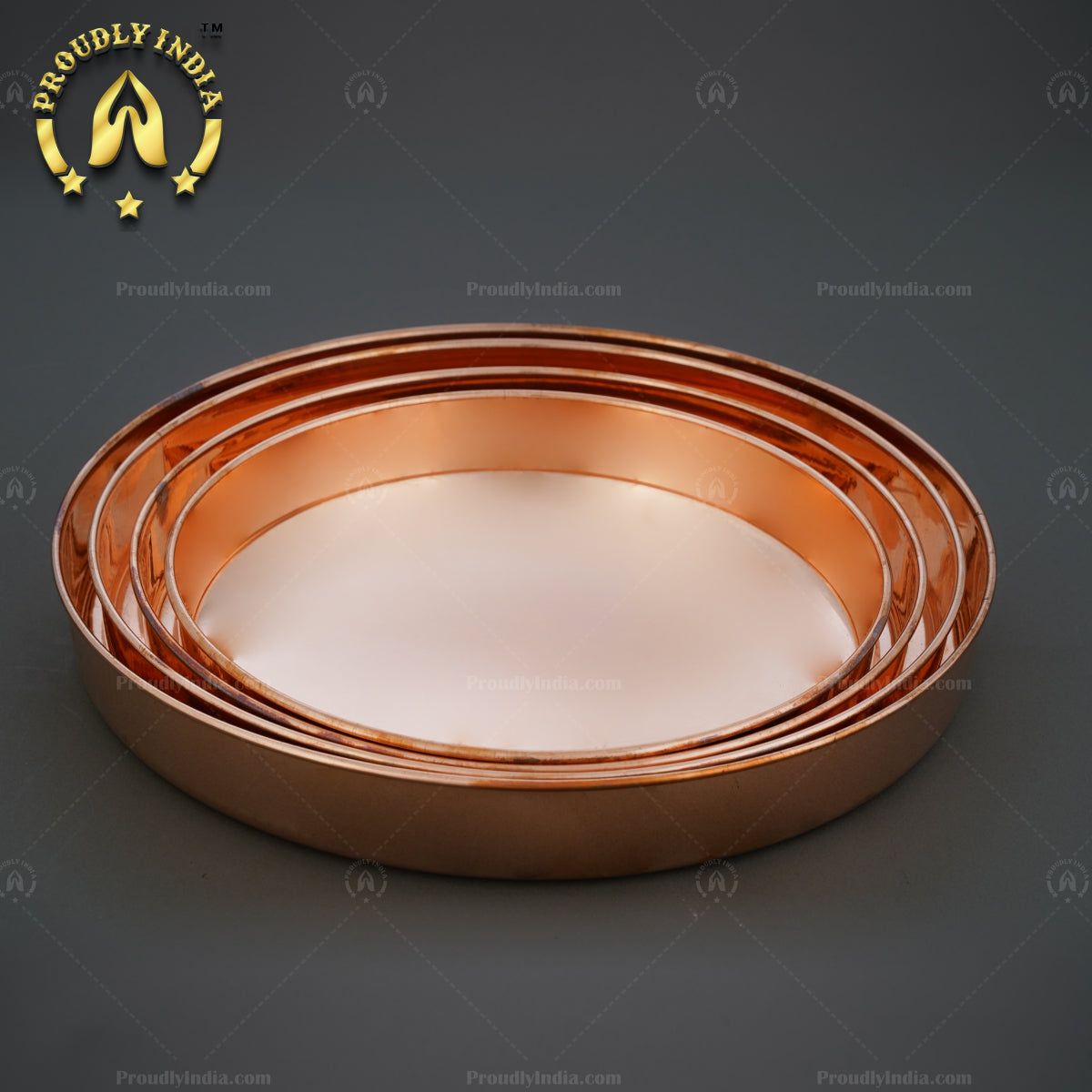 Set of 4 Luxury Plain Copper Dinner Plates