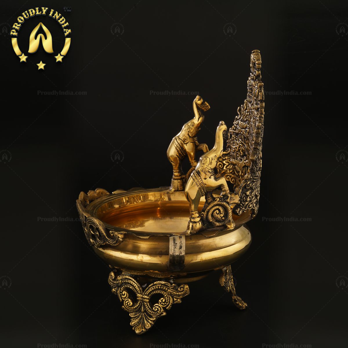 Tibetan Buddhist Ashtamangala Urli In Brass.