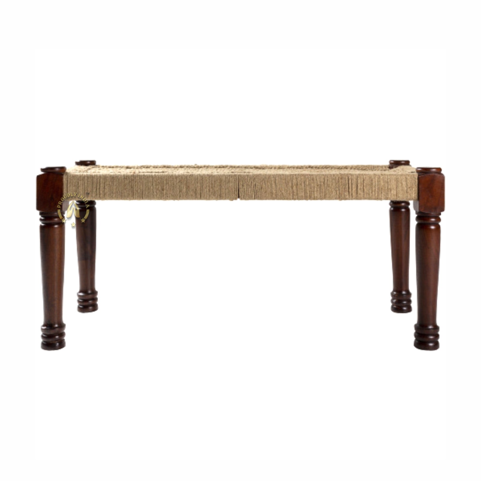 Modern Style Jute and Wood Bench