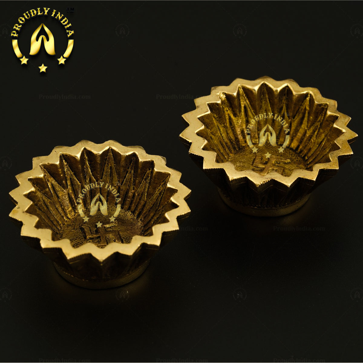 Antique Brass Star Table Diya or Floor Lamp Set of 12