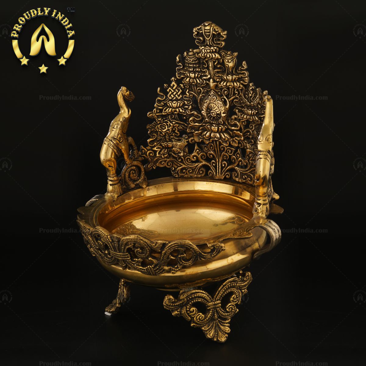Tibetan Buddhist Ashtamangala Urli In Brass.