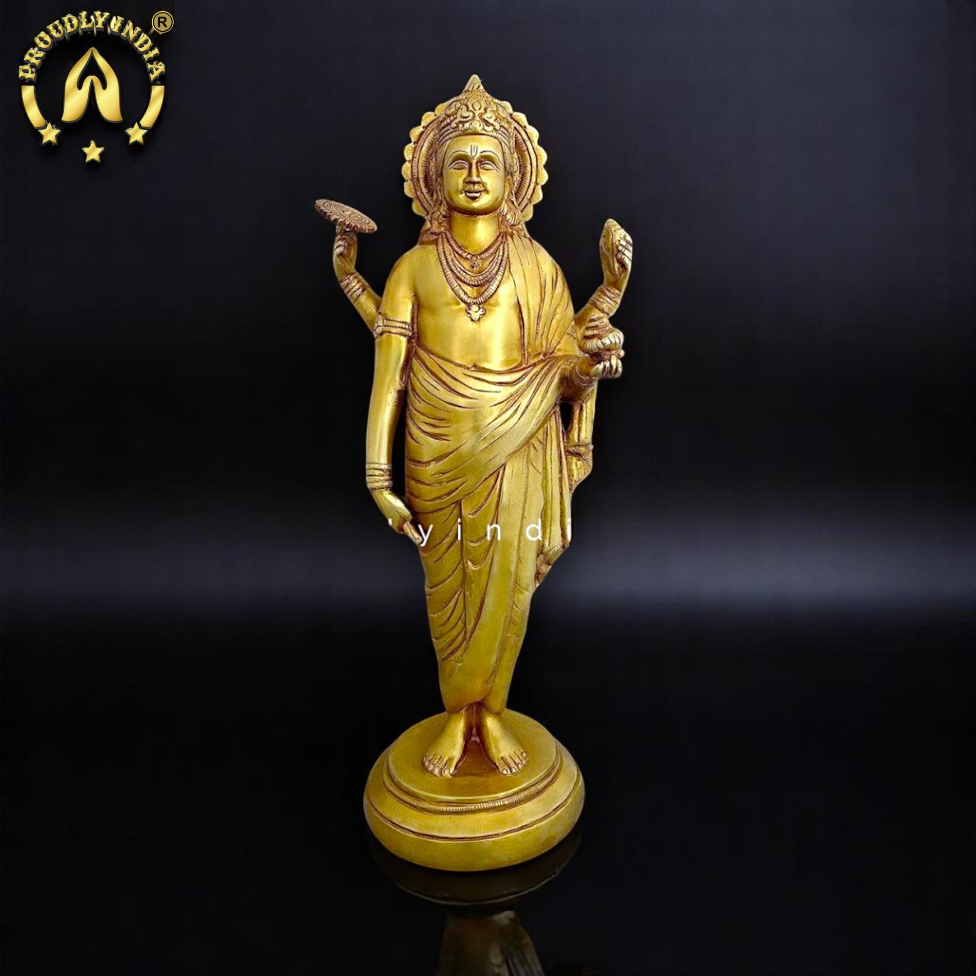 18" Dhanvantari God Brass Statue