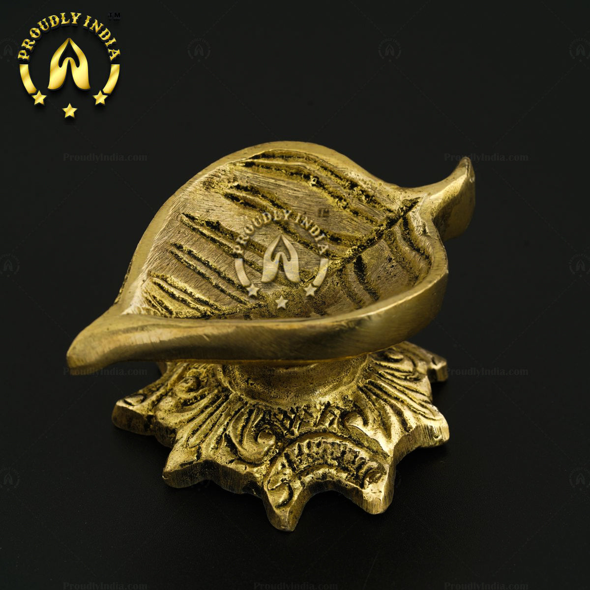 Set of 12 Oil Wick Lamp Pan Leaf Style Diya