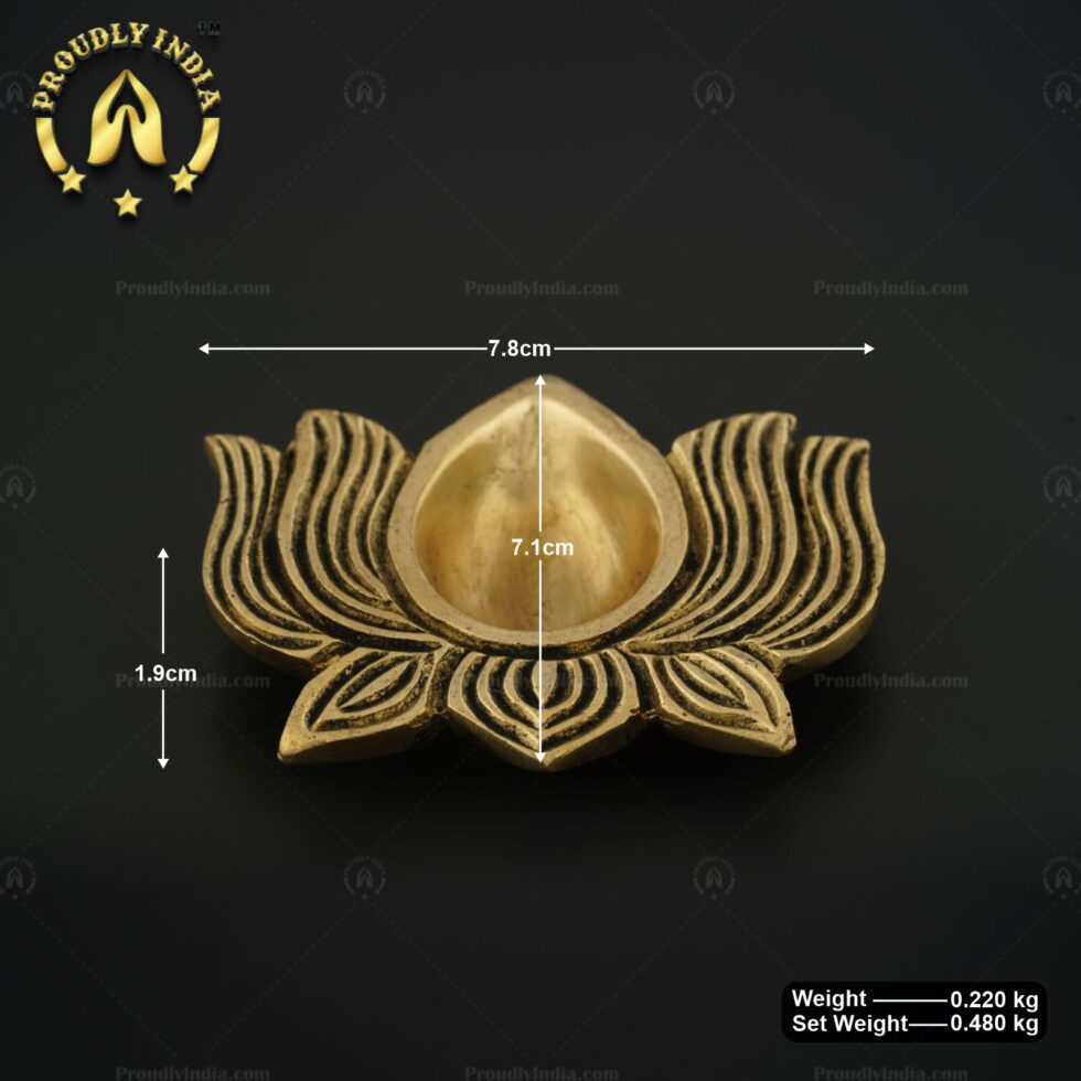 Set of 12, Brass Diwali Decoration Lotus Kamal Oil Diya.