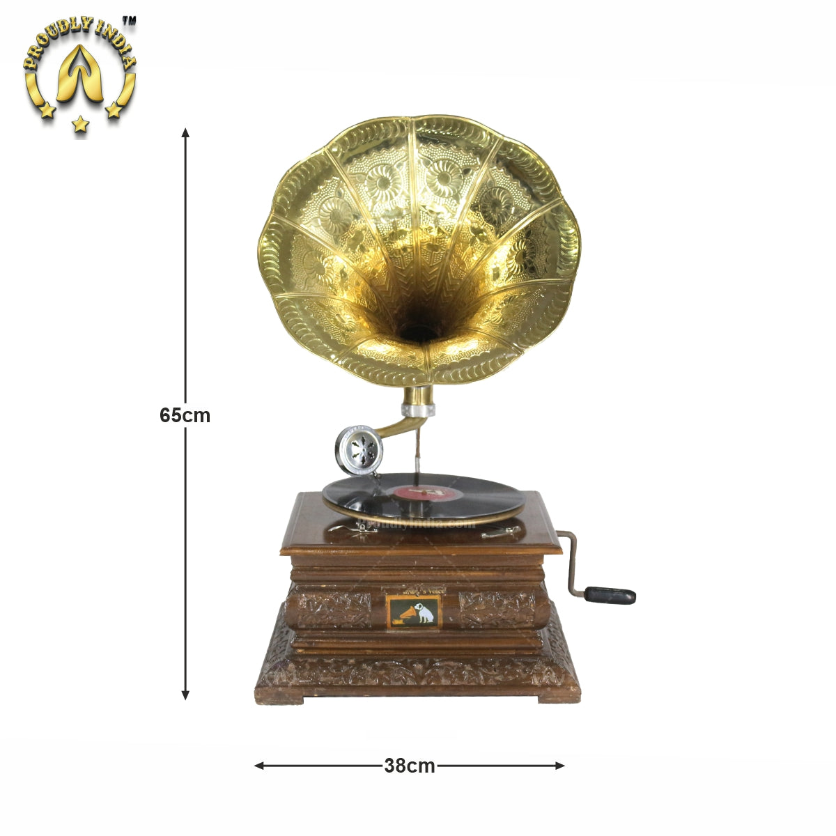 8 RPM Record Player With Designer Brass Horn