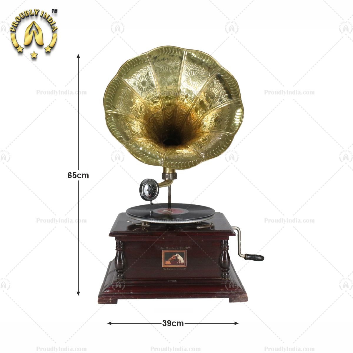His Master Voice Dark Walnut Gramophone With Horn