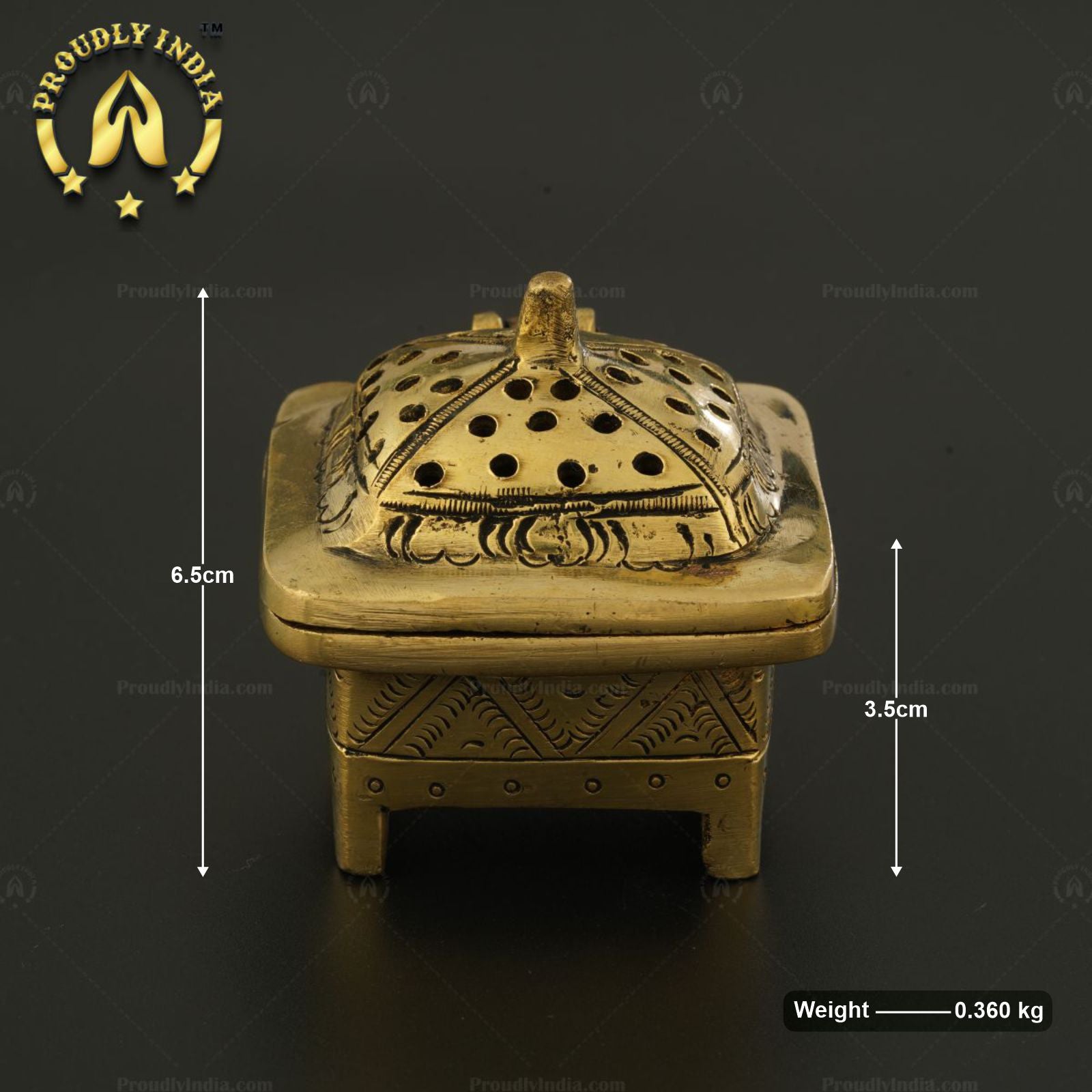 Handcrafted Brass Incense Burner Of Small Size, Trinket Box