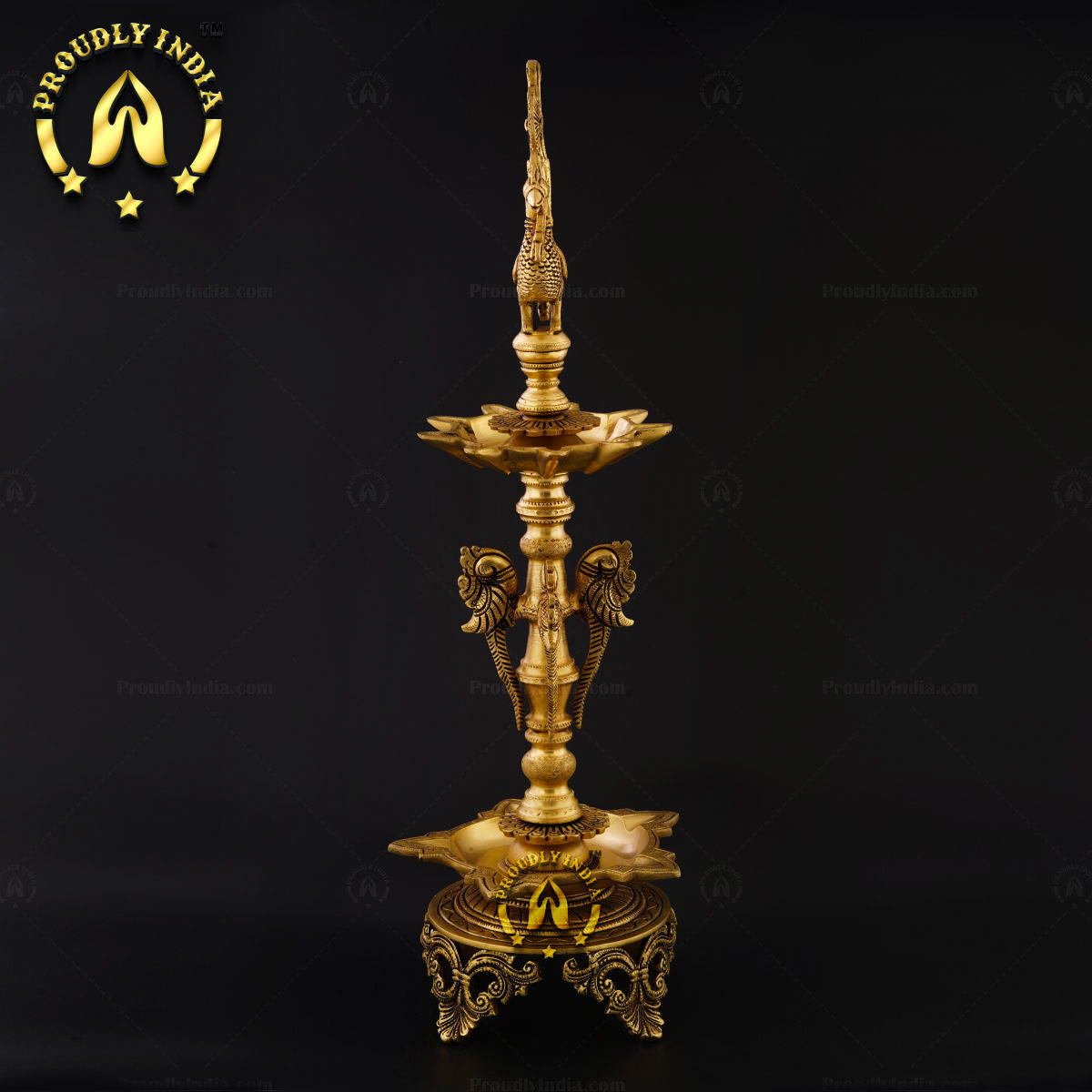 Brass Handmade Two Steps Annapakshi Diya Set of 2