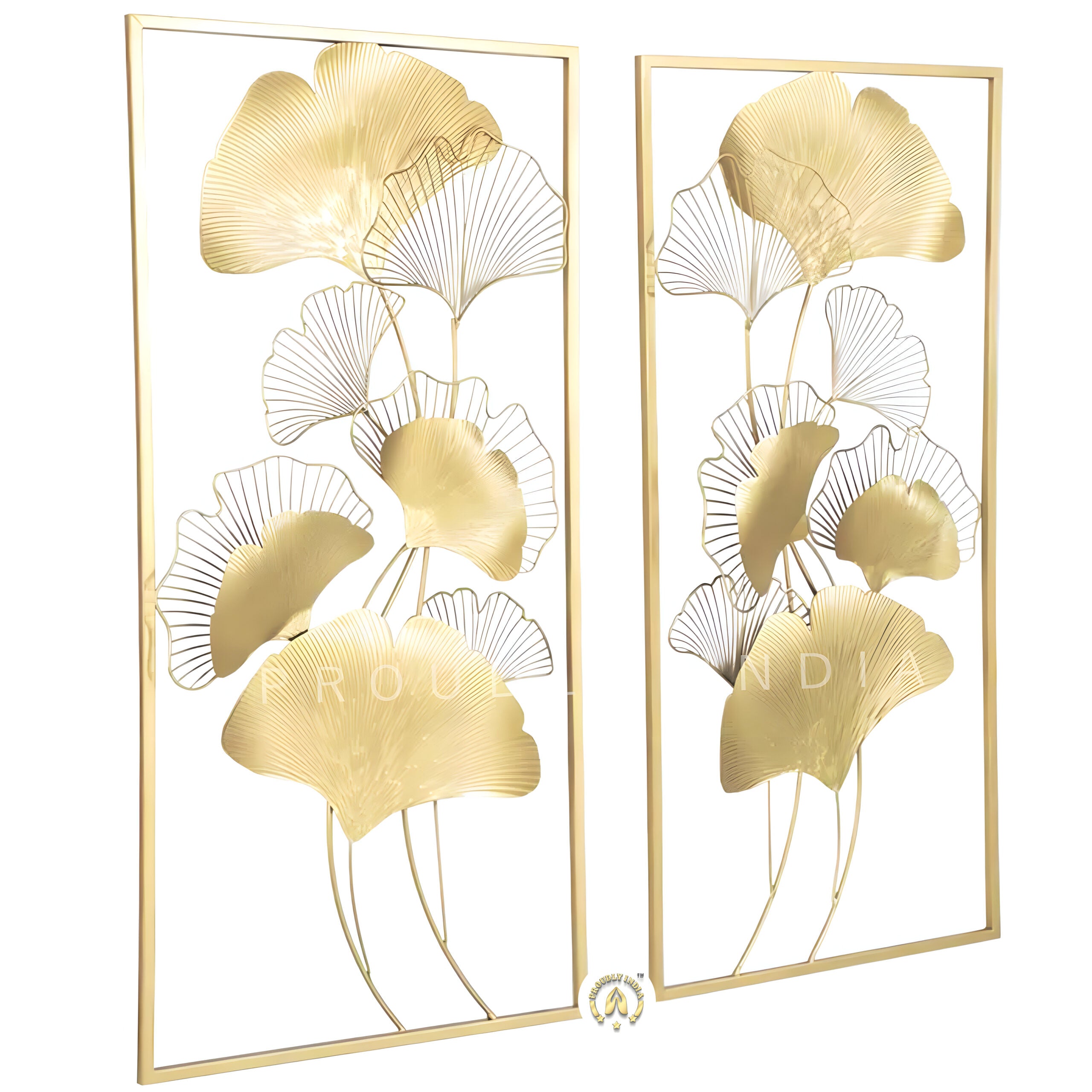 Elegant Golden Ginkgo Leaf Metal Wall Art