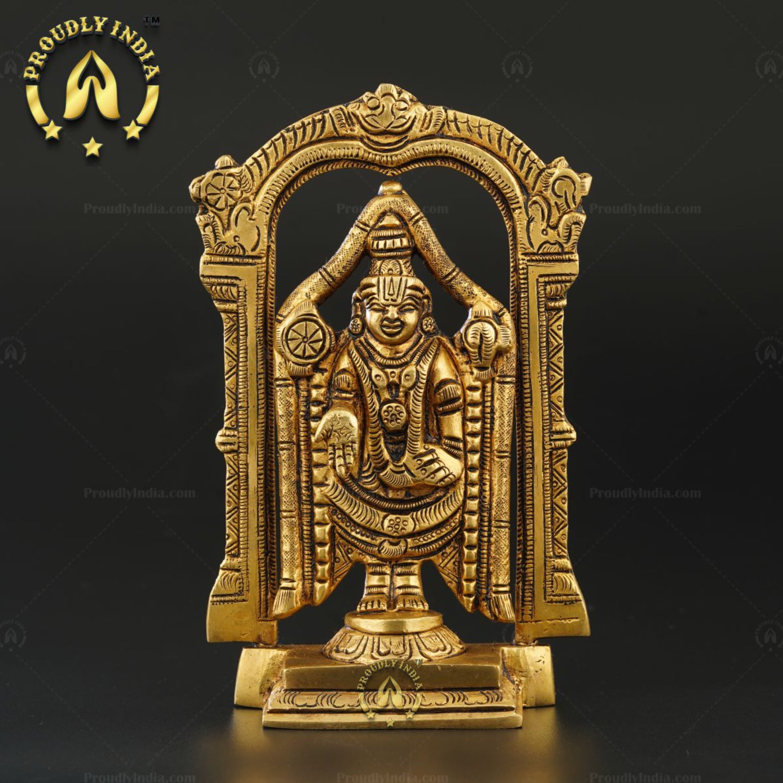 8" Lord Perumal Brass Statue
