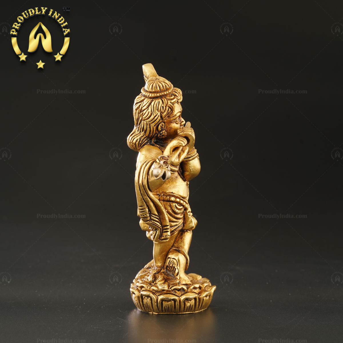 Traditional Brass Baby Krishna Idol With Flute Statue