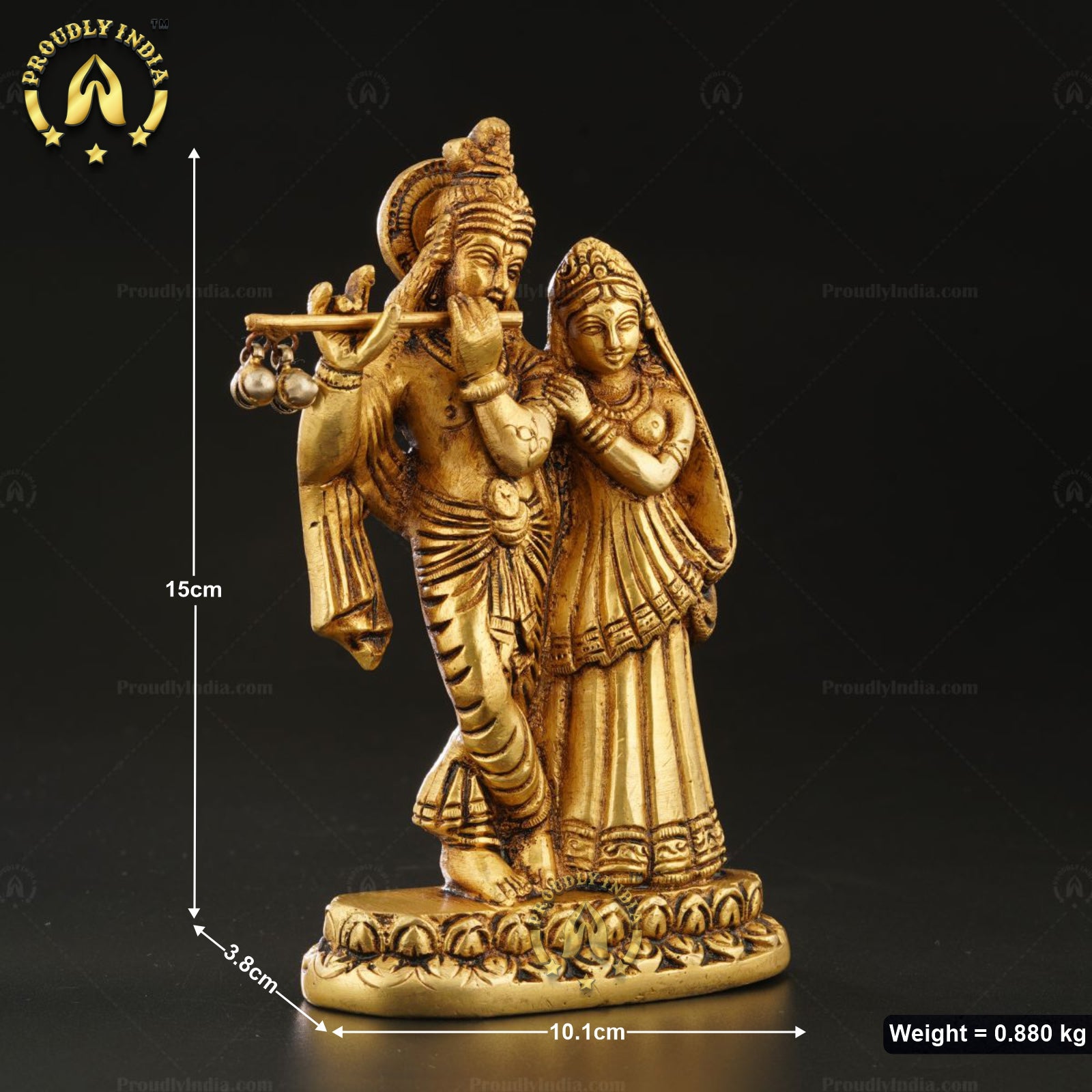 Indian Traditional Krishna And Radha Brass Statue