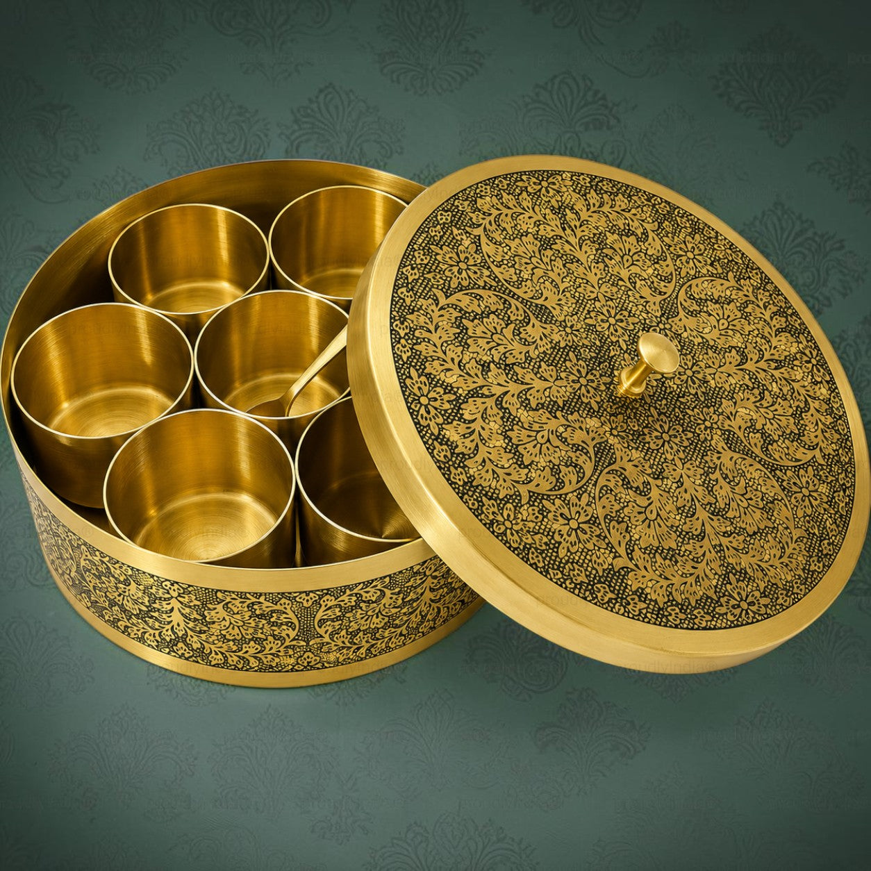 8 Inch Antique Style Floral Spice Box