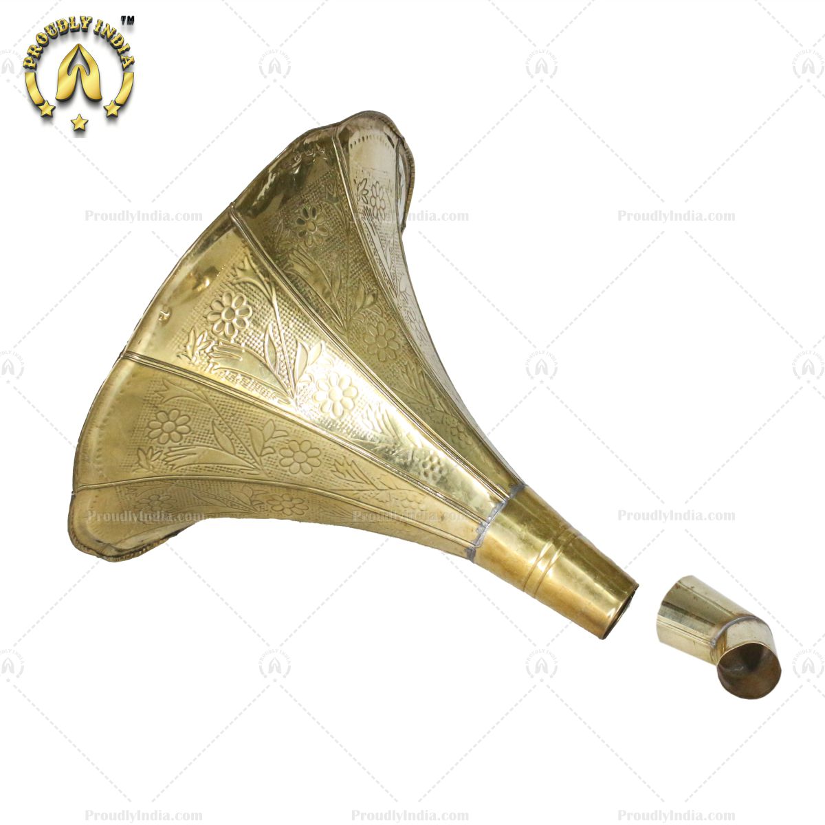 Floral Engraved Brass Horn
