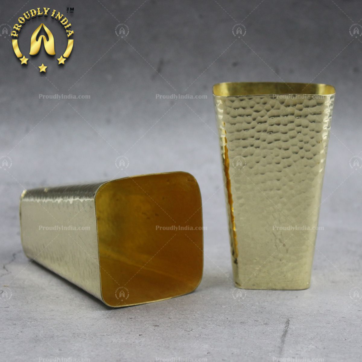 Square Brass Hammered Glass