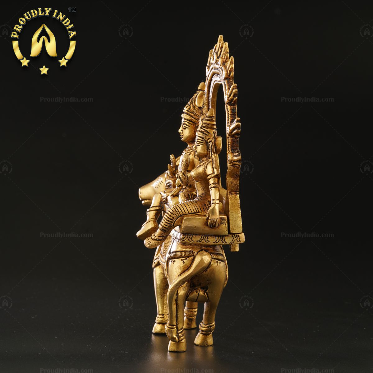 7.5" Brass Shiv Parvati Statue on Nandi
