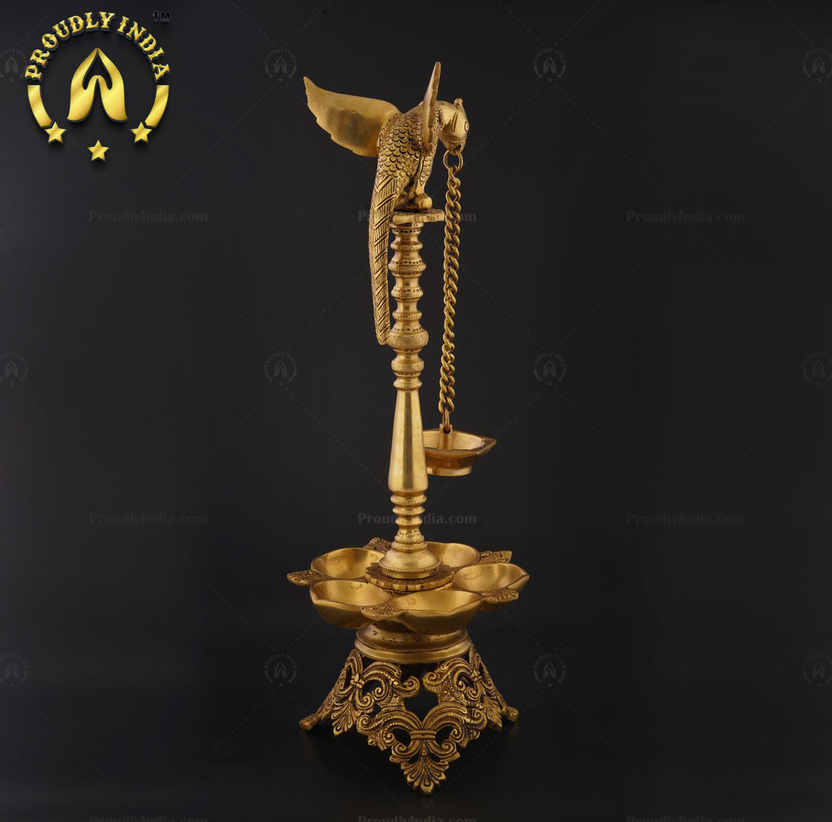 Traditional Brass Parrot Bird Diya Stand Pair Set of 2