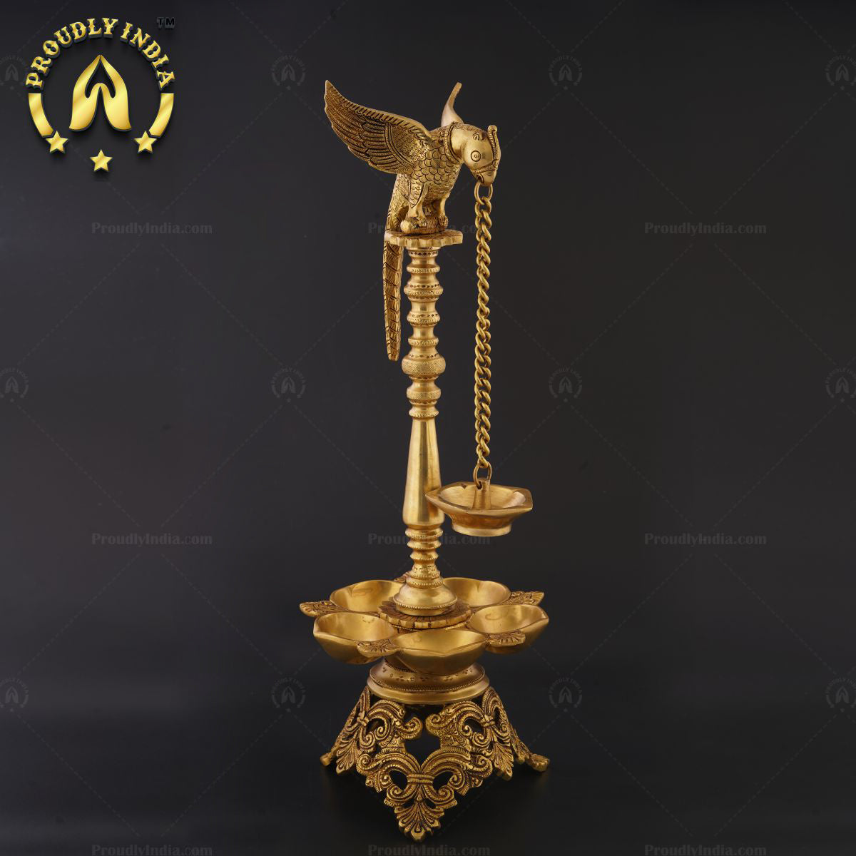 Traditional Brass Parrot Bird Diya Stand Pair Set of 2