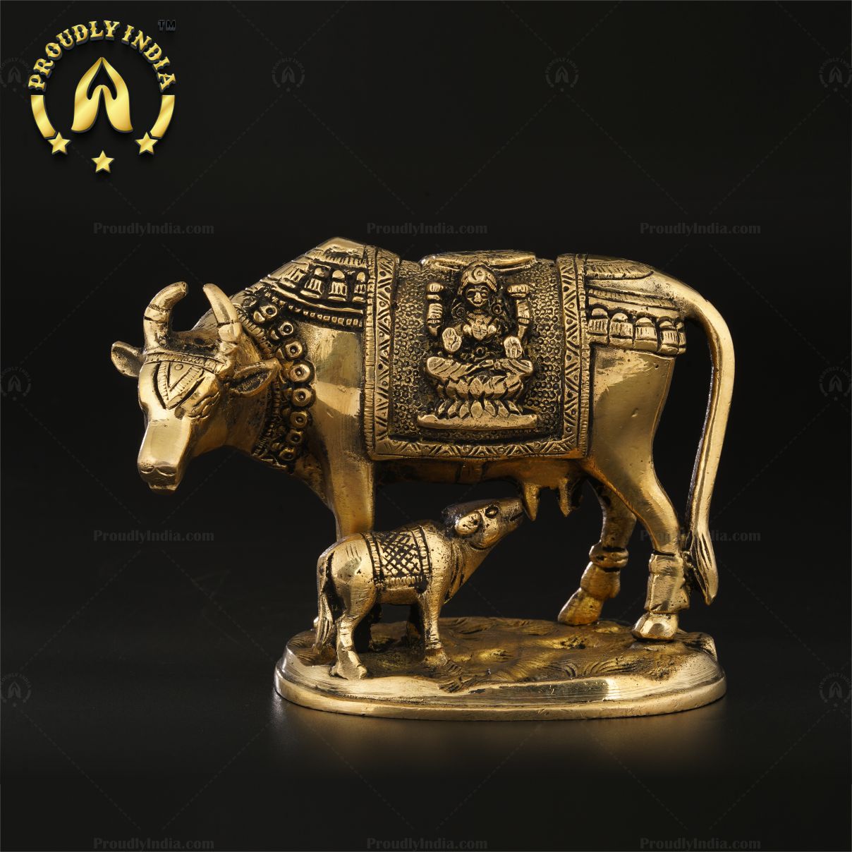Brass Handcrafted Kamadhenu Cow And Calf Statue