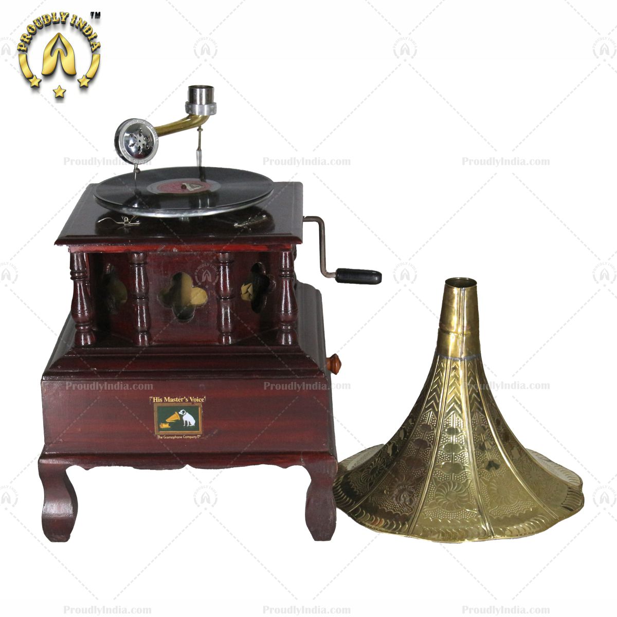 HMV Gramophone Hexagonal Grill Carved Box