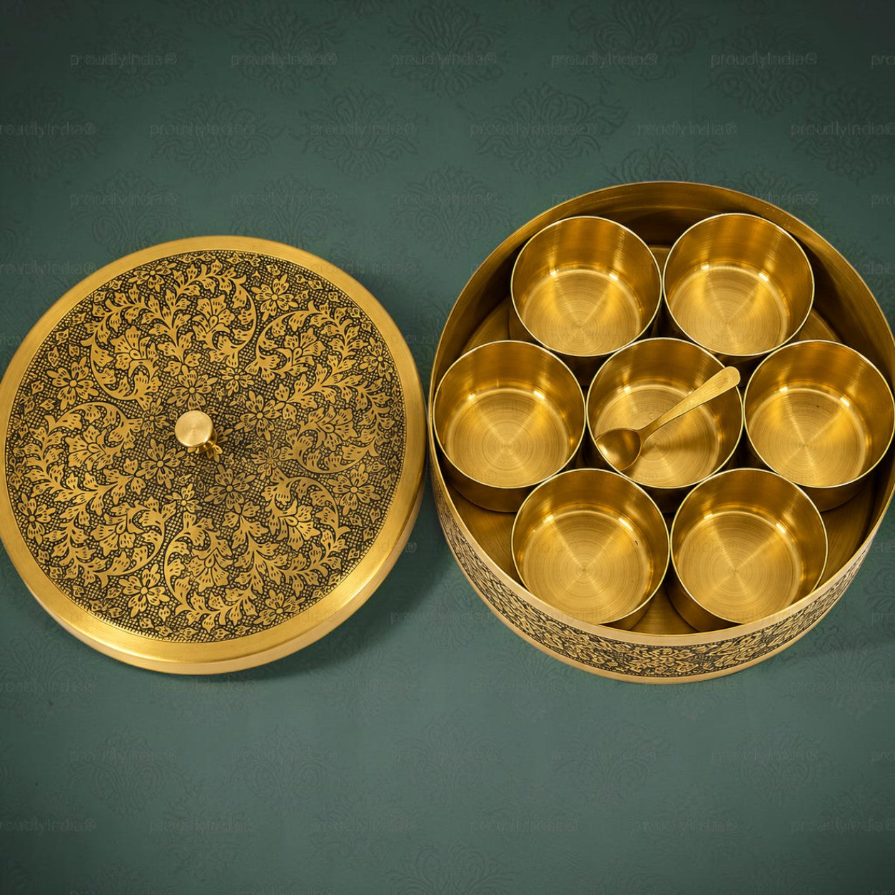 8 Inch Antique Style Floral Spice Box
