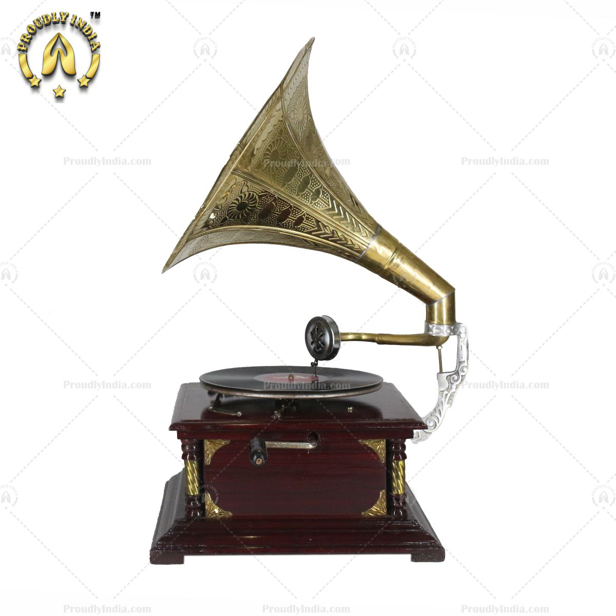 HMV Walnut Gramophone With Gold Accents