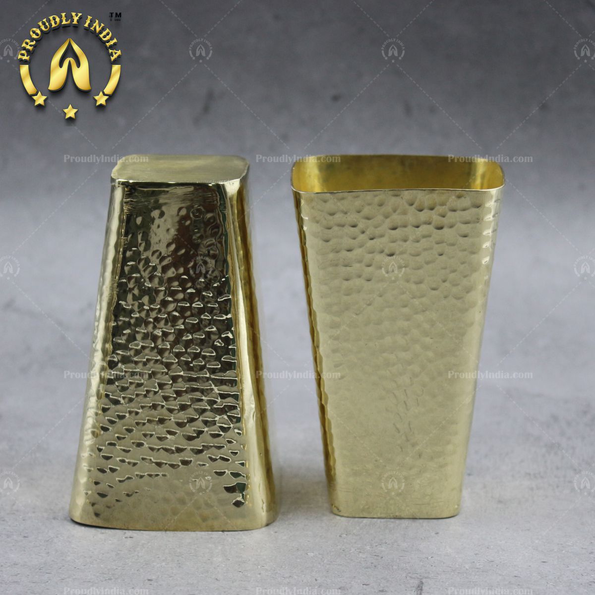 Square Brass Hammered Glass