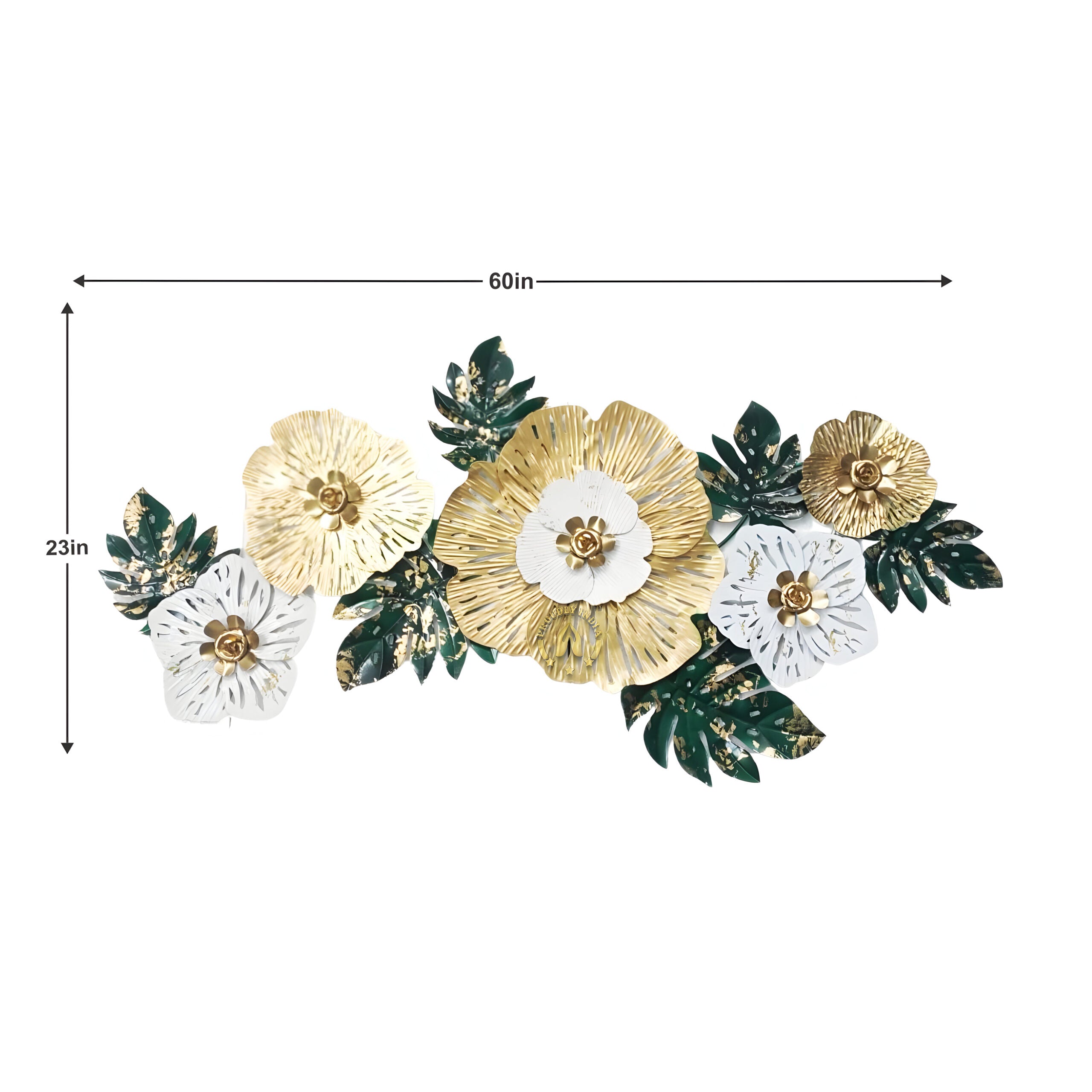 Golden Bloomscape – Floral Metal Wall Art