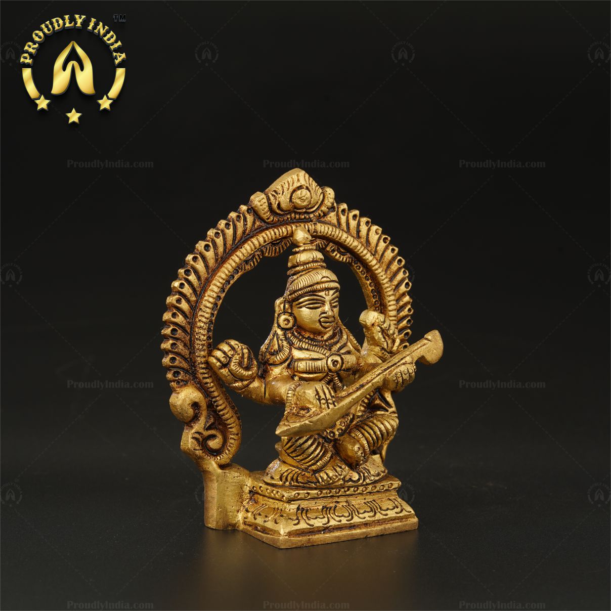 Traditional Small Brass Goddess Saraswati Idol