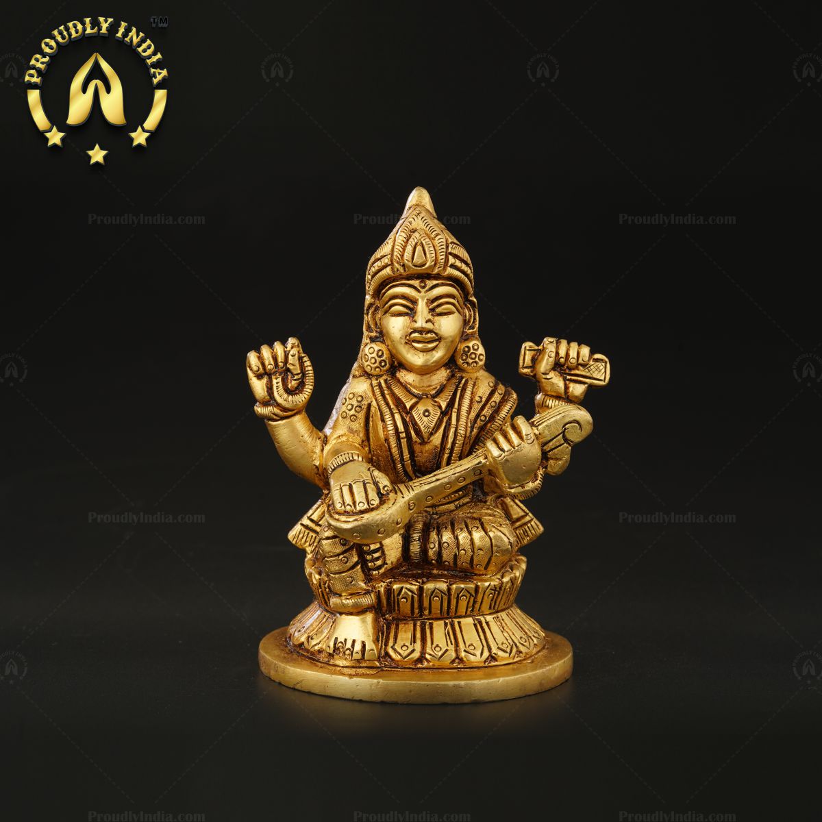 Traditional Brass Goddess Saraswati Murti