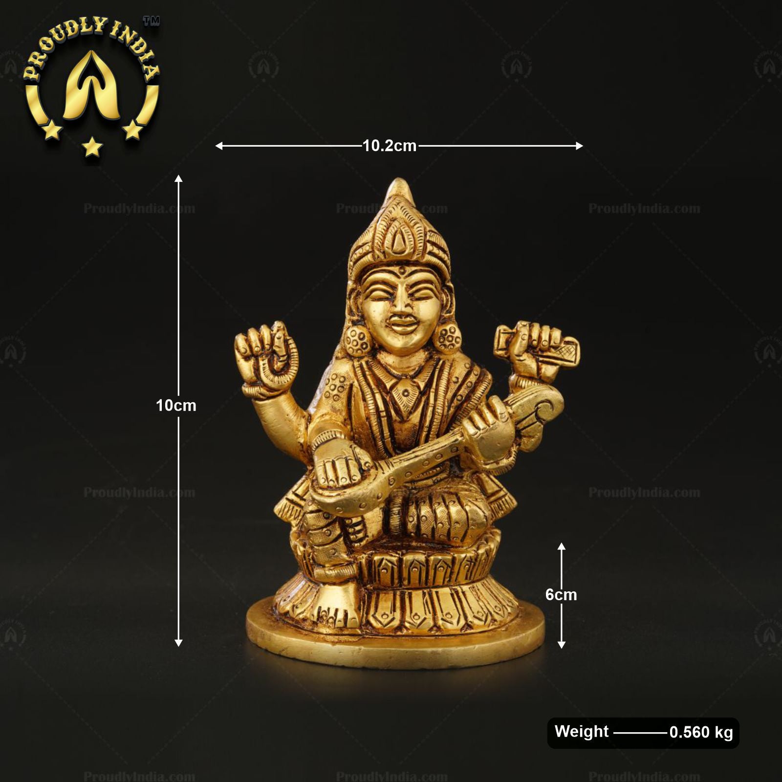Traditional Brass Goddess Saraswati Murti