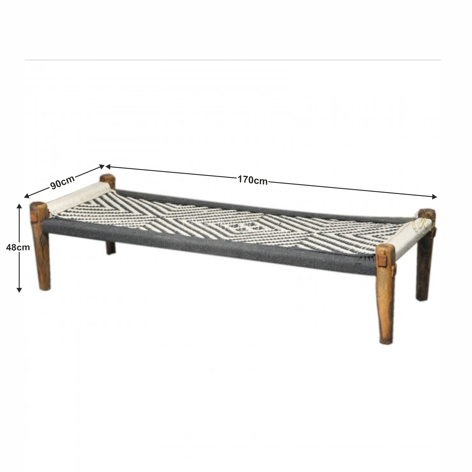 Grey And White wooden Charpai
