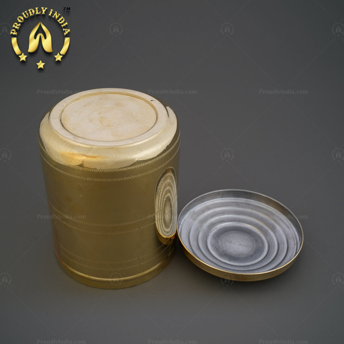 Set of 2 Brass Grain Storage Container