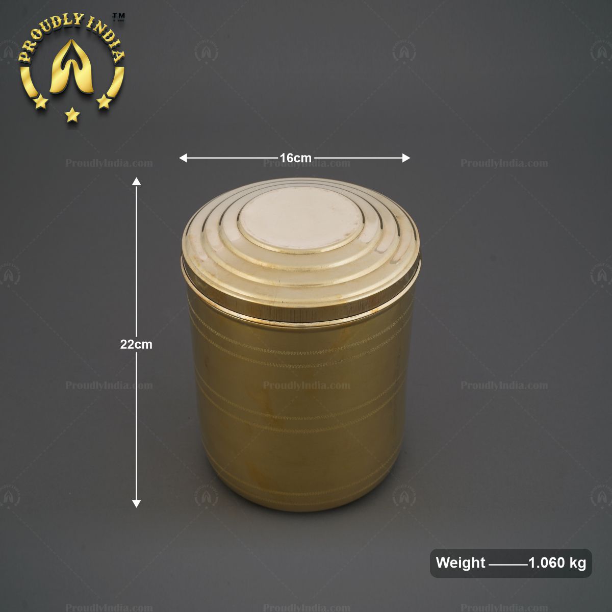 Set of 2 Brass Grain Storage Container