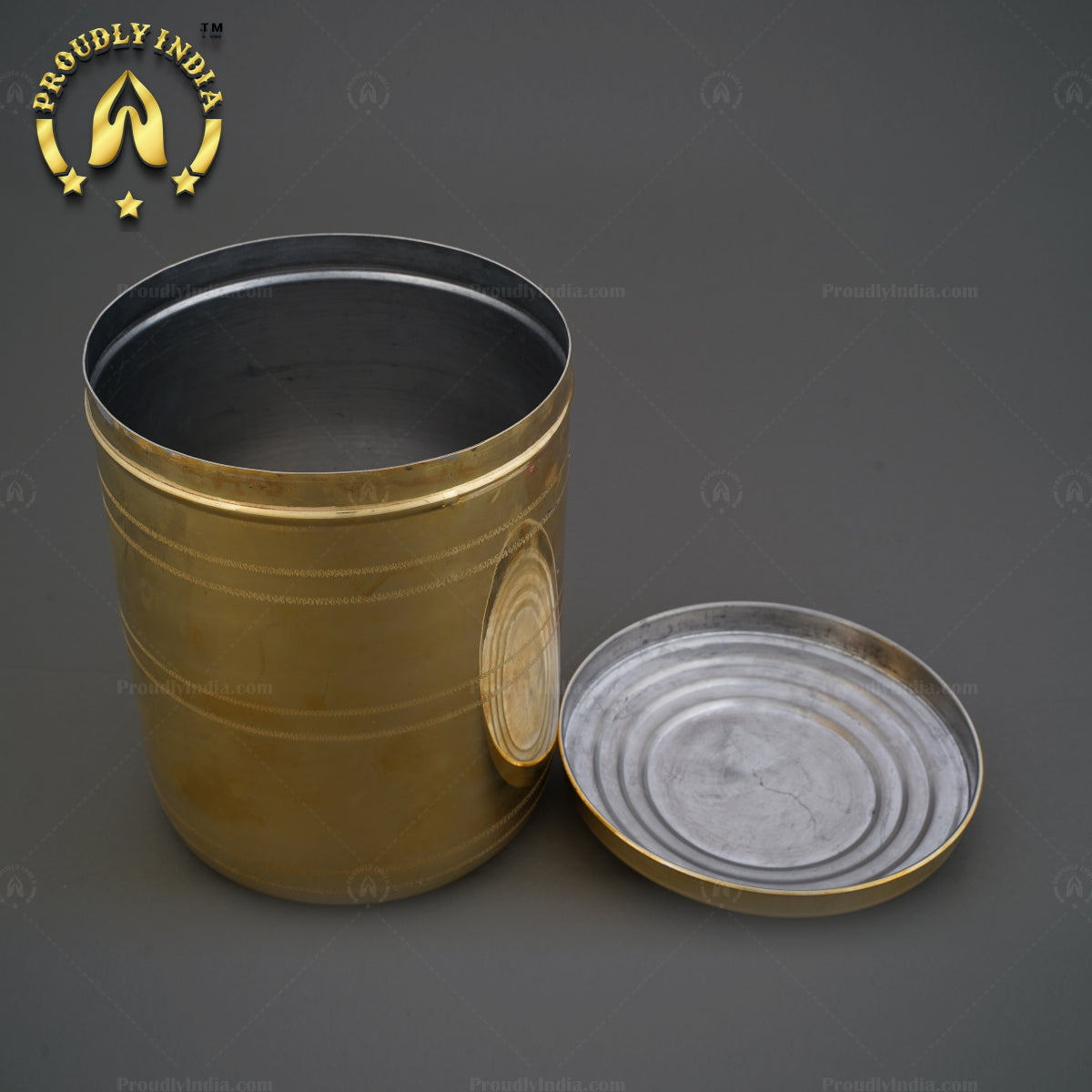 Set of 2 Brass Grain Storage Container