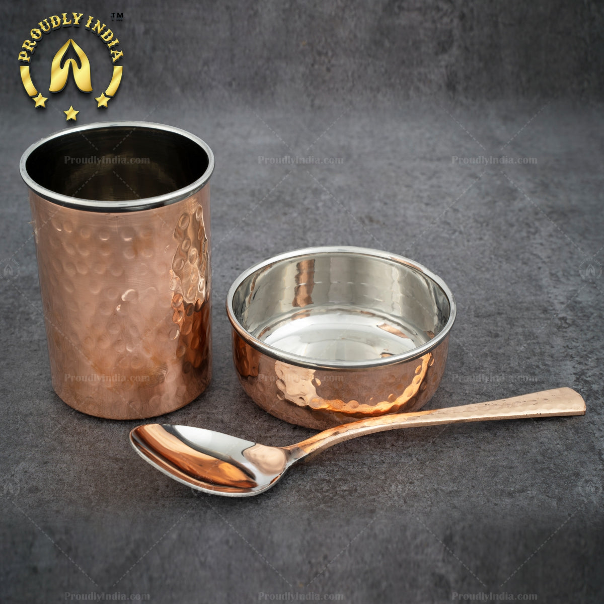 Hammered Copper Dinner Thali Set