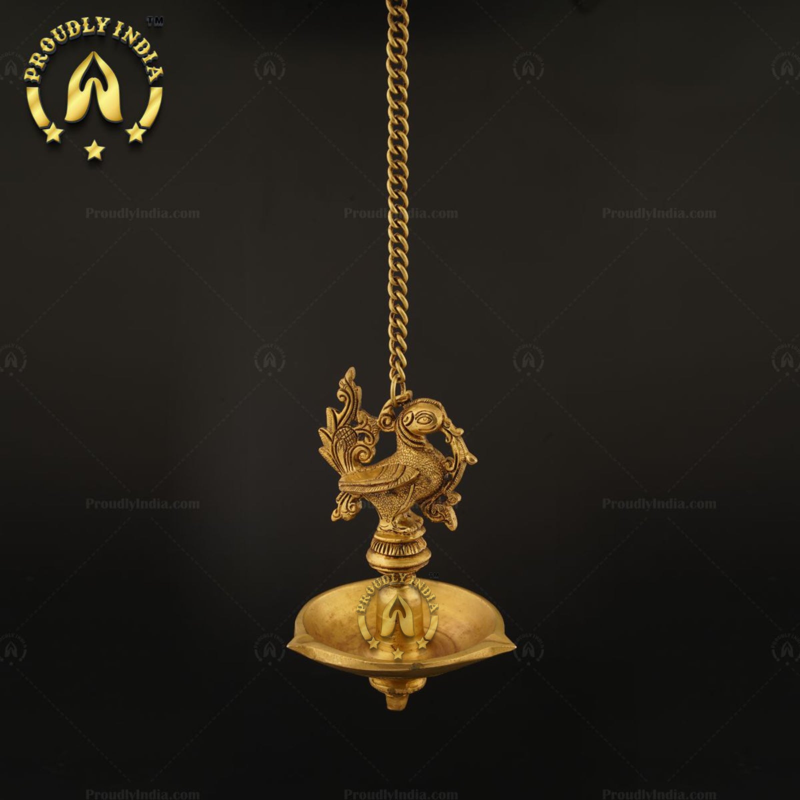 Set of 2 Brass Peacock wall Hanging Oil Lamp.