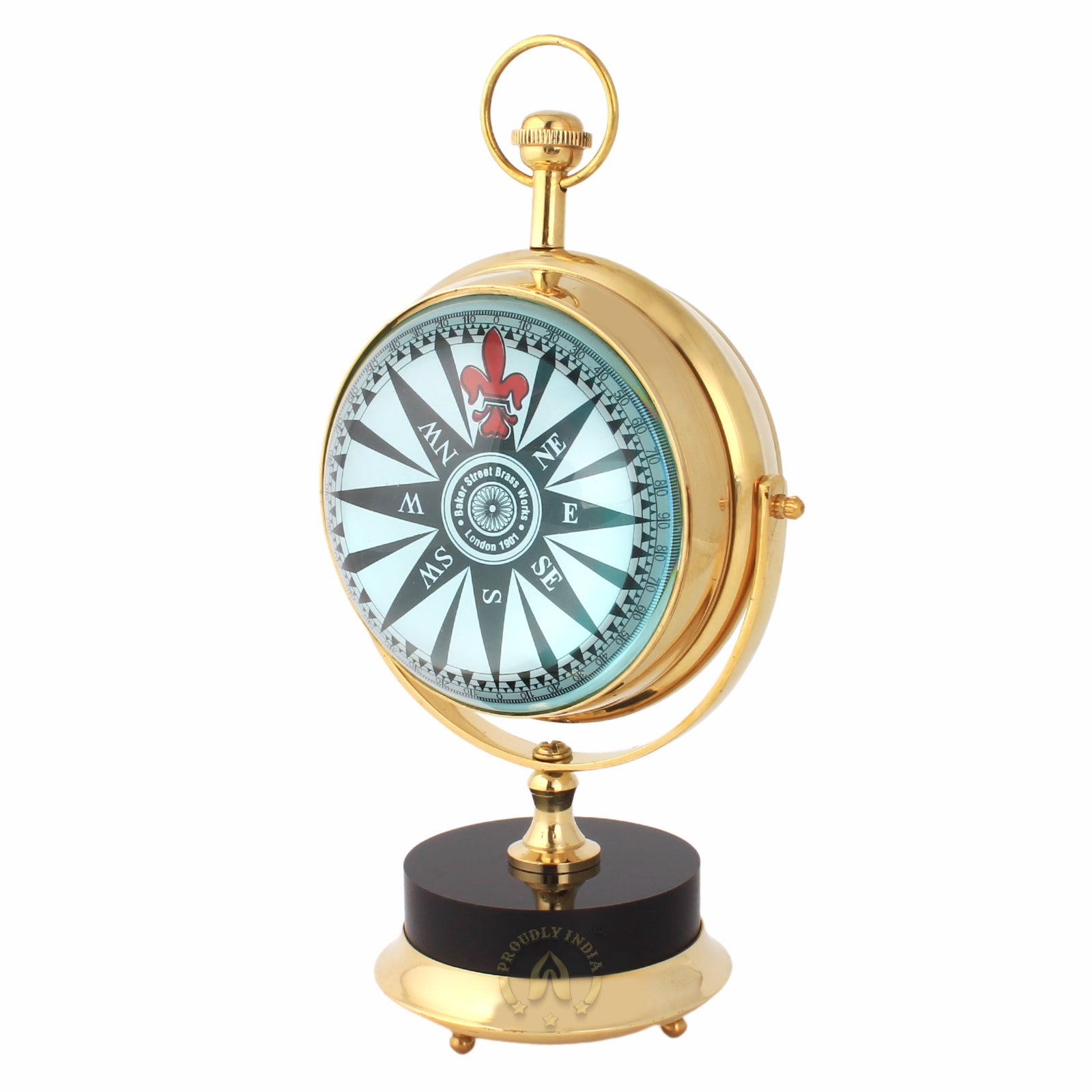 Black & Gold Brass Table Clock